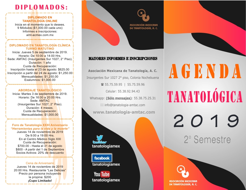 Agenda Tanatológica 2° Semestre 2019