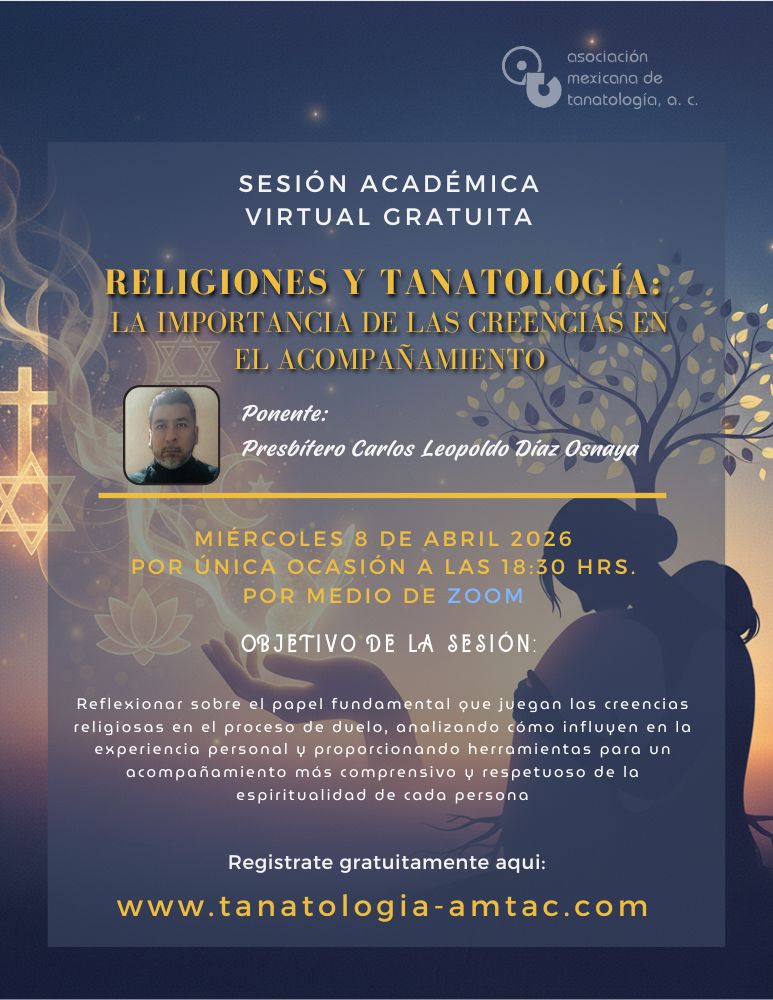 Poster del curso Religiones y tanatología: la importancia de las creencias en el acompañamiento